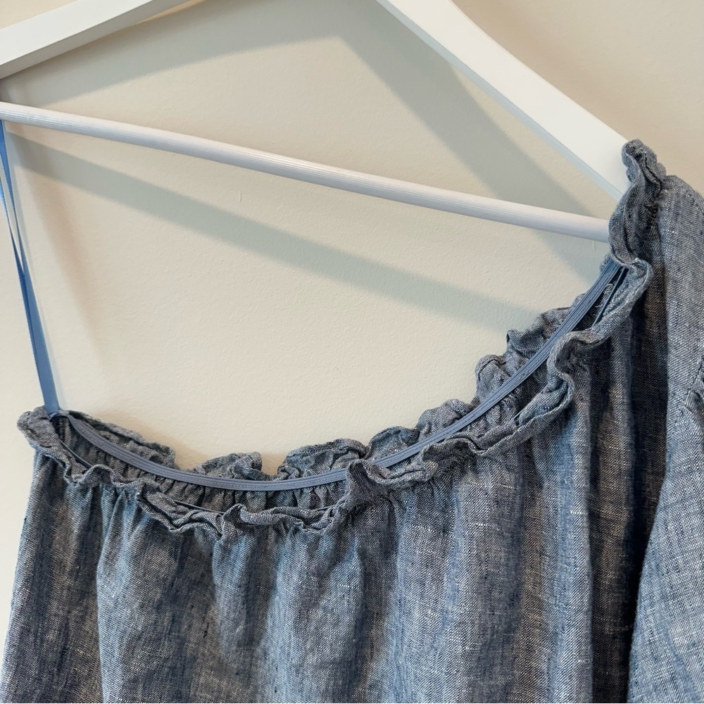 Lake Pajamas Milly Midi Dress Maxi One Shoulder Navy Linen Blue Resortwear - Picture 12 of 15